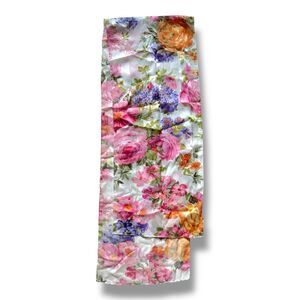 Made In Italy Rectangular Pink Scarf 60” X 11” Women Scarve Vtg Floral
